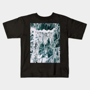 Wintertime - Closeup of Frost on Moss Hanging From Fir Tree Kids T-Shirt